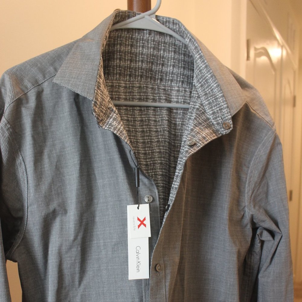NEW Calvin Klein X two-sided grey shirt XL(17-17.5) slim
